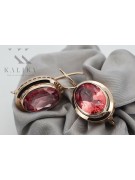 Boucles d'oreilles en or rose plaqué argent 925 avec rubis vec114rp