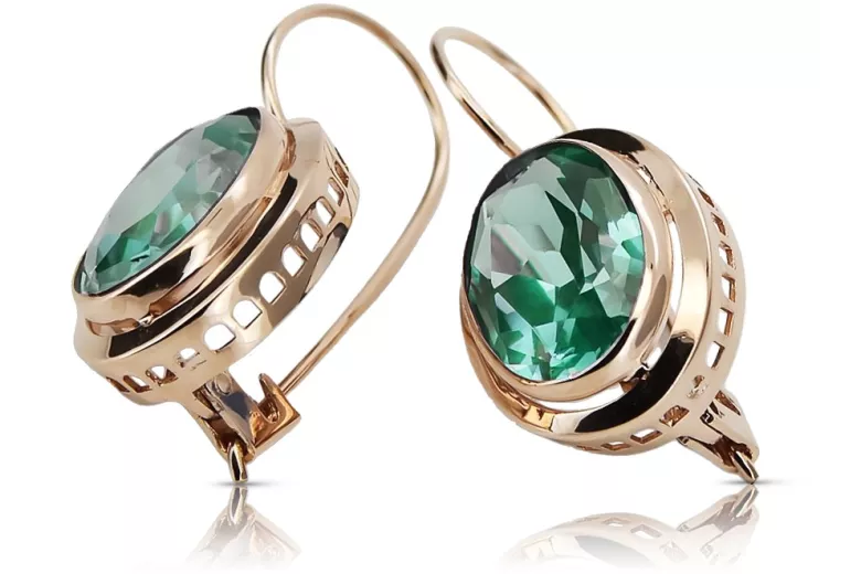 Vintage silver rose gold plated 925 Emerald earrings vec114rp