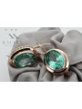 Vintage silver rose gold plated 925 Emerald earrings vec114rp