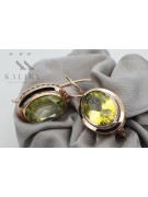 Pendientes de oro rosa con baño de plata 925 con Peridoto vec114rp