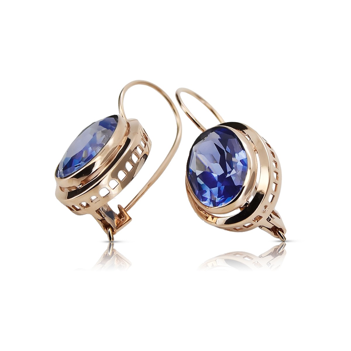 Vintage silver rose gold plated 925 Sapphire earrings vec114rp