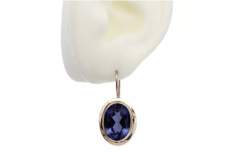 Vintage silver rose gold plated 925 Sapphire earrings vec114rp