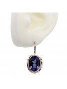 Vintage silver rose gold plated 925 Sapphire earrings vec114rp