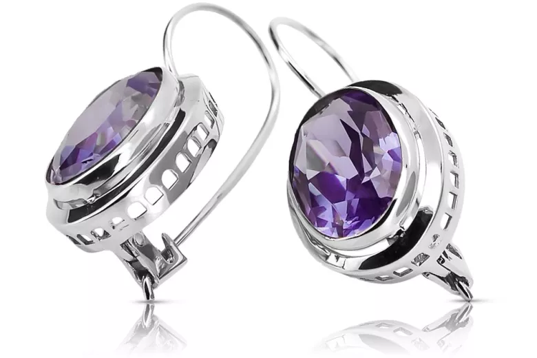 Boucles d'oreilles russes Vintage en argent 925 avec Alexandrite vec114s