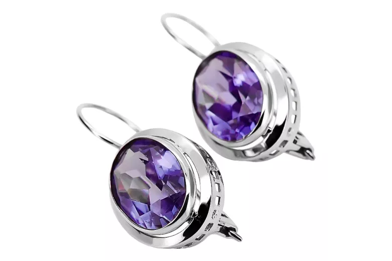 Boucles d'oreilles russes Vintage en argent 925 avec Alexandrite vec114s