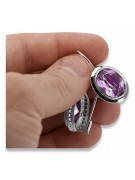 Russische Vintage Silberohrringe 925 mit Amethyst vec114s