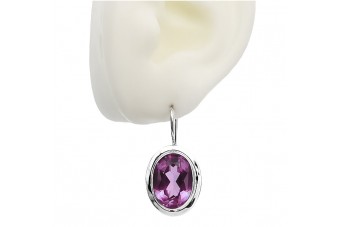 Русские винтажные серебряные серьги 925 пробы с аметистом vec114s