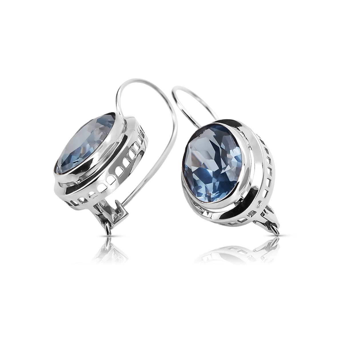 Boucles d'oreilles russes vintage en argent 925 avec aigue-marine vec114s