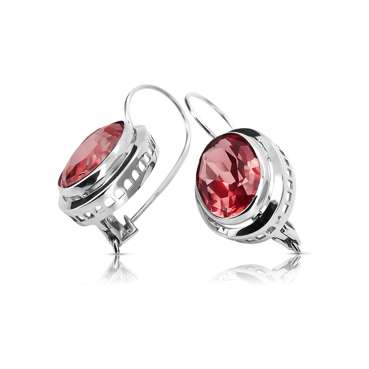 Boucles d'oreilles rubis russes vintage en argent 925 vec114s