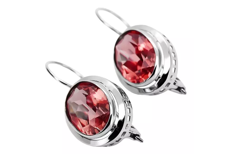 Boucles d'oreilles rubis russes vintage en argent 925 vec114s