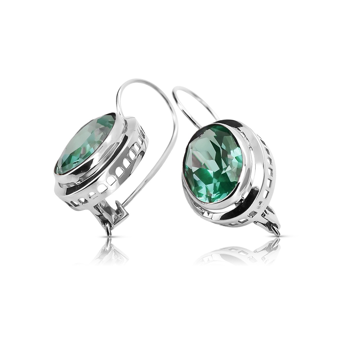 Vintage 925 Silver Emerald earrings vec114s