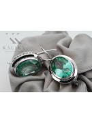 Pendientes Rusos Vintage 925 Plata con Esmeralda vec114s