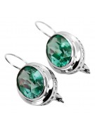 Pendientes Rusos Vintage 925 Plata con Esmeralda vec114s