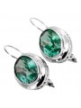 Boucles d'oreilles russes vintage en argent 925 avec vec114s d'émeraude