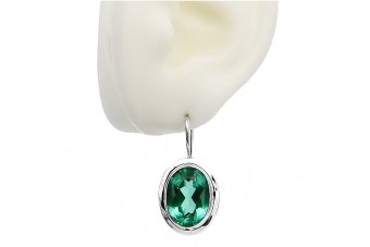 Руски винтидж сребърни обеци проба 925 с Emerald vec114s