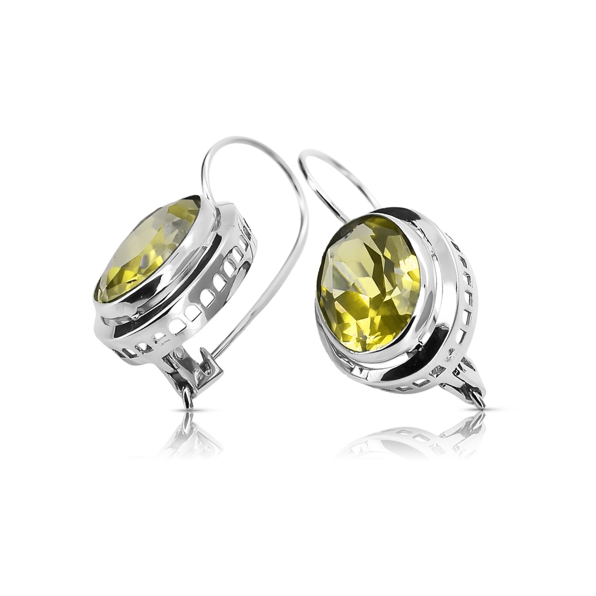 Boucles d'oreilles russes vintage en argent 925 avec péridot vec114s