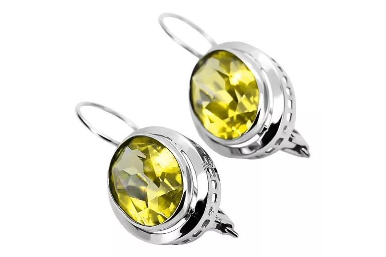 Boucles d'oreilles russes vintage en argent 925 avec péridot vec114s