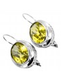 Boucles d'oreilles russes vintage en argent 925 avec péridot vec114s