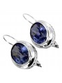 Boucles d'oreilles russes vintage en argent 925 avec saphir vec114s