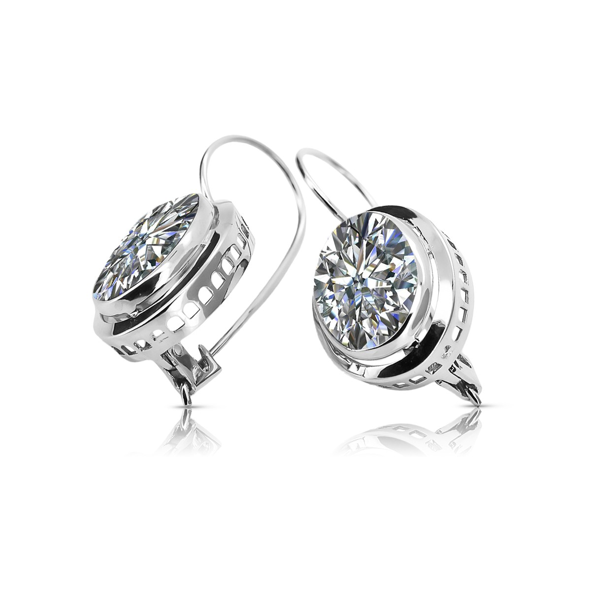 Boucles d'oreilles russes vintage en argent 925 avec zircon cubique vec114s