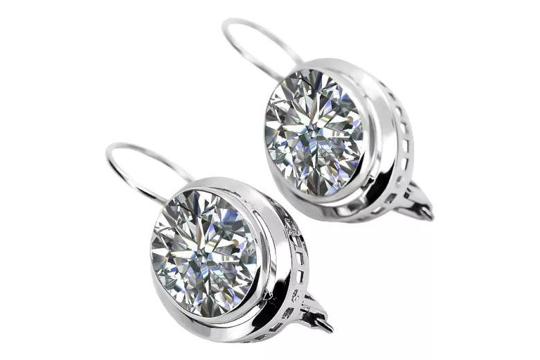 Boucles d'oreilles russes vintage en argent 925 avec zircon cubique vec114s