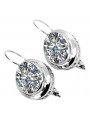 Boucles d'oreilles russes vintage en argent 925 avec zircon cubique vec114s