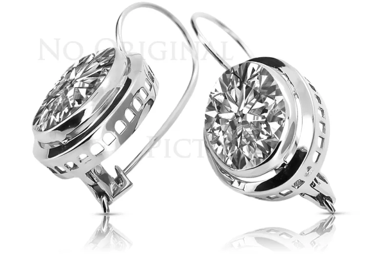 Pendientes Rusos Vintage Plata 925 Engaste vec114s