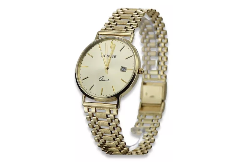 reloj de oro para hombre 14k 585 Geneve mw006y&mbw005y