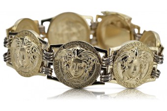 Medusa griega amarilla italiana pulsera de oro 14k 585 cb165yw