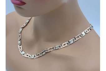 Złoty łańcuszek z czerwonego różowego złota 14k 585 Tygrysie oko cc040rw