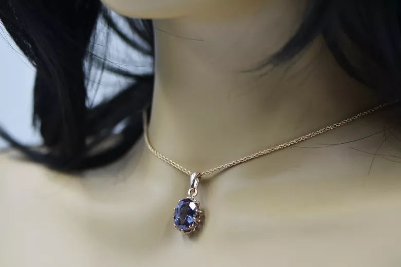 Russe soviétique rose 14k 585 or alexandrite rubis émeraude saphir zircon ... pendentif VPC008