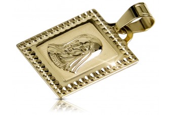 Galben italian 14k 585 aur Mary medalion pictograma pandantiv pm002y