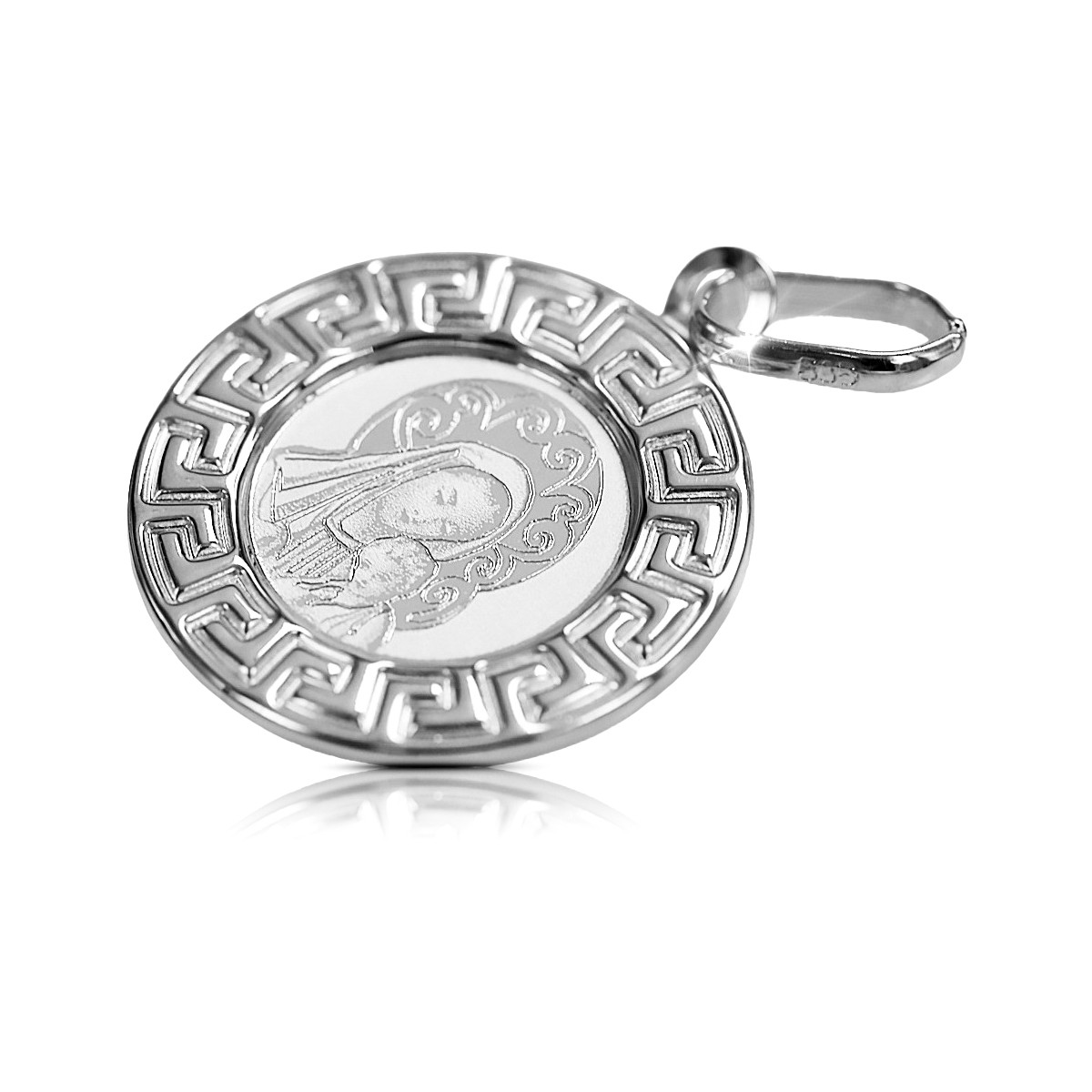 "Pendentif Médaille de Marie en Or 14 carats 585 Blanc" pm007w