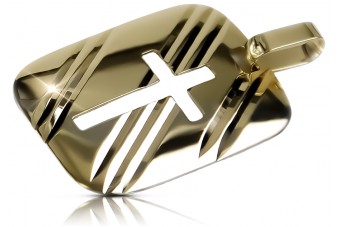 Jezus-Medaillon-Symbol-Anhänger aus 14-karätigem Gelbgold, pm009y