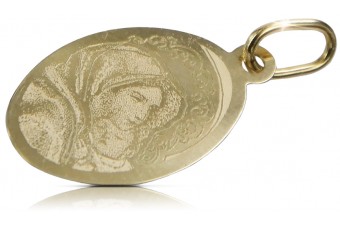 Pendentif médaillon Mary icône en or jaune 14 carats pm015y