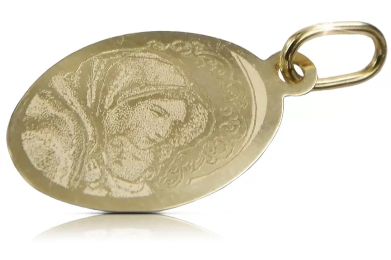 Colgante amarillo de oro de 14k Mary medallion icon pm015y