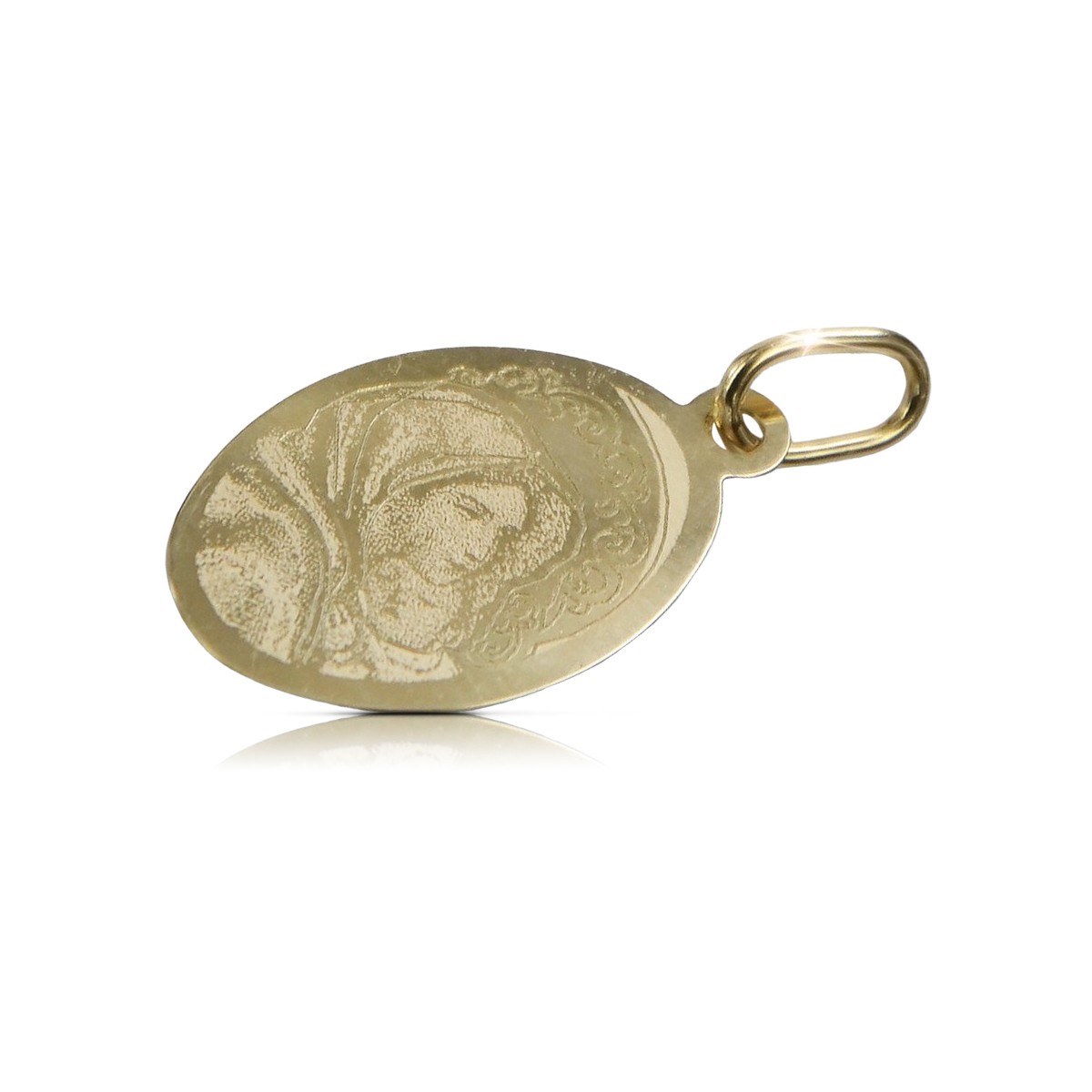 Colgante amarillo de oro de 14k Mary medallion icon pm015y