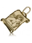 Italian yellow gold Angel medallion icon pendant pm016