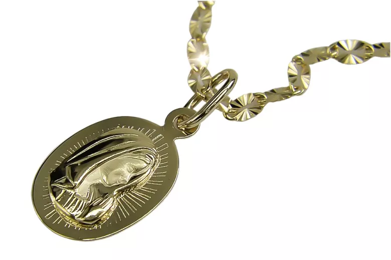 Médaille d’or jaune italienne Mary icône pendentif pm020