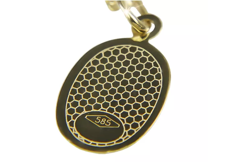 Italian yellow gold Mary medallion icon pendant pm020