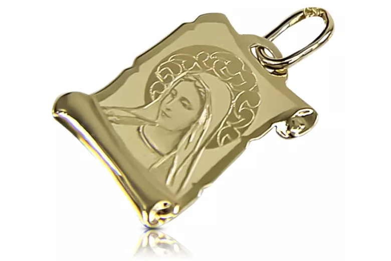 Médaille d’or jaune italienne Mary icône pendentif pm021