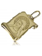 Italian yellow gold Mary medallion icon pendant pm021