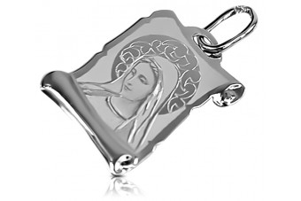 "Pendentif Iconique de Marie en Or Blanc Italien 14 Carats" pm021