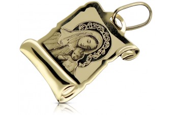 Colgante amarillo de oro de 14k Mary medallion icon pm025y