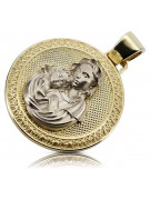 "Hard Icon Mary Medallion Pendant in 14K Yellow White Gold" pm027yw