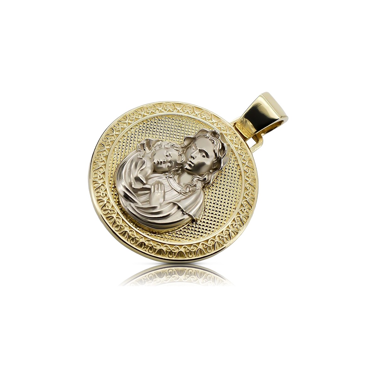 "Icono Sagrado de María en Oro Amarillo Blanco de 14k" pm027yw