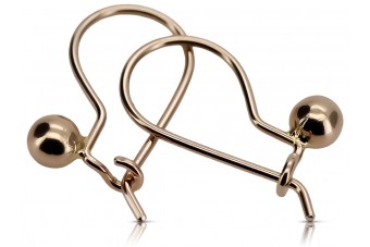 Charmantes boucles d'oreilles en forme de boule, Or rose 14K 585, style ancien cen012r