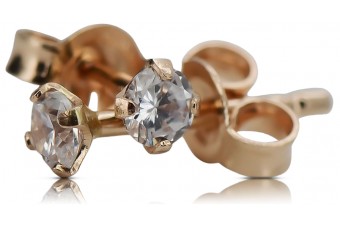 "Élégantes boucles d'oreilles en zircon et or rose 14K 585" cec016r