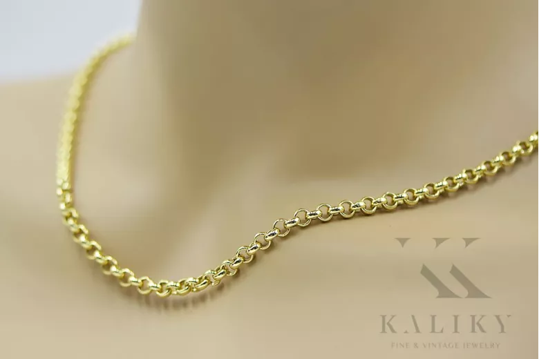 Italienisches 14 Karat Gelbgold 585 Ankerkette cc025y