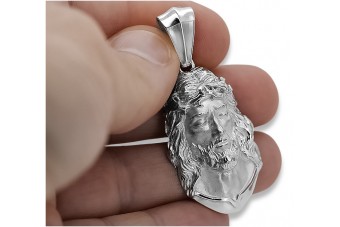 Wisiorek z białego 14k złota - Ikonka Jezusa pj001w
